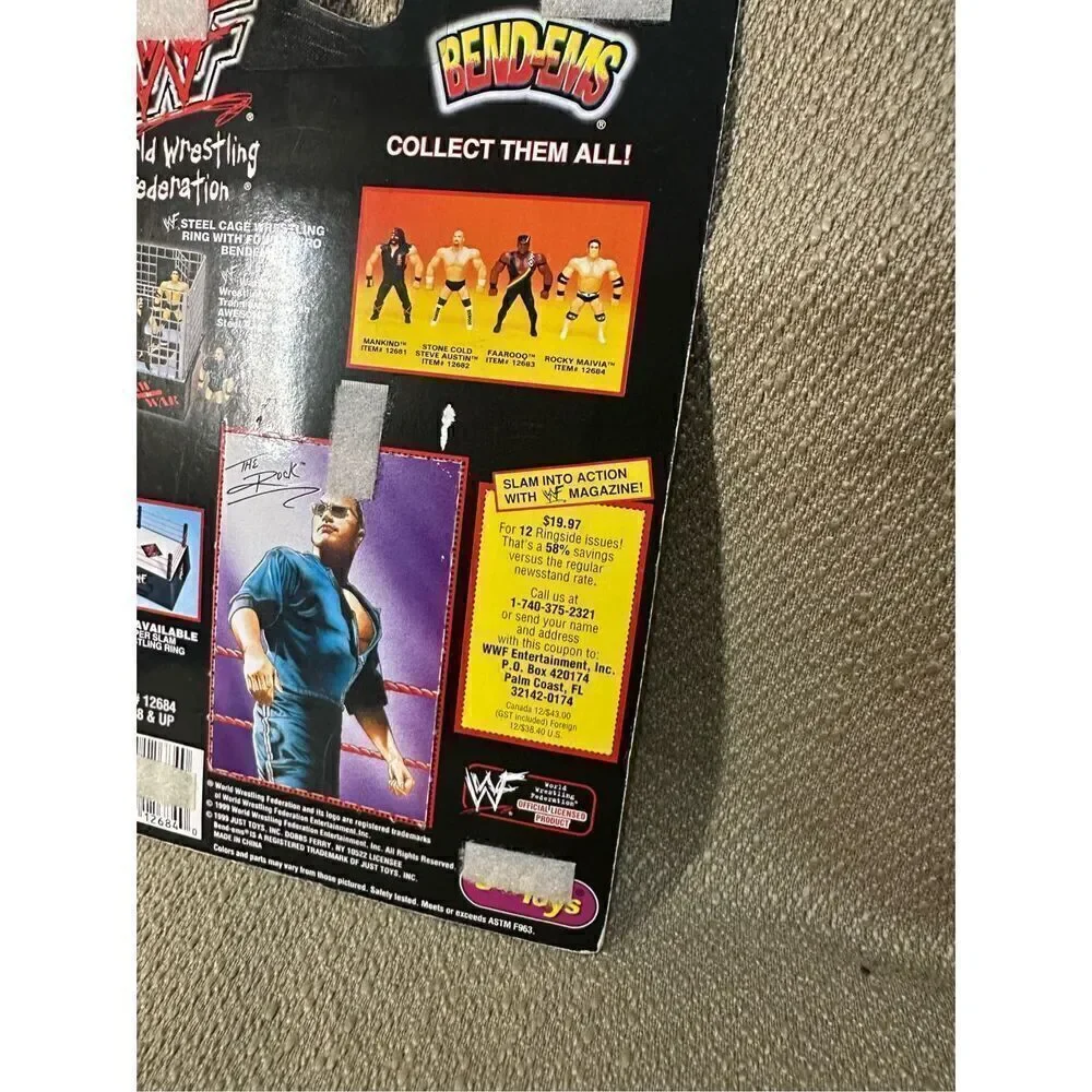 WWF WWE 1999 The Rock Justoys Series V Bend-Ems Wrestling Figure ITEM# 12684